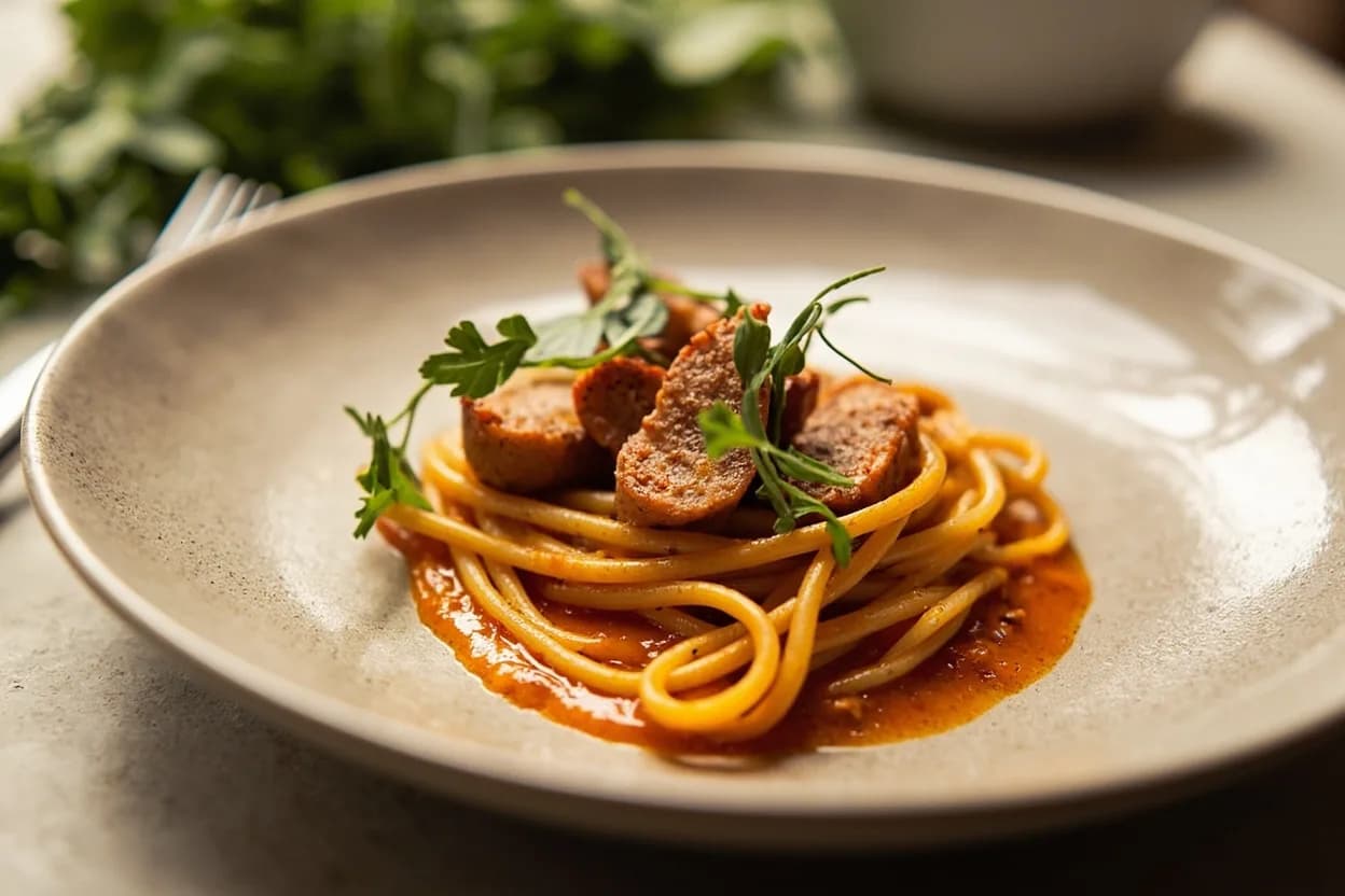 Romesco in its element — Calçotada (Catalan spring onion feast). Adventurous crossover: Pasta (as a sauce base) — Thinned with pasta water, romesco coats spaghetti or rigatoni the way a Southern Italian pepper-tomato sauce would, but with more smoke and nuttiness..