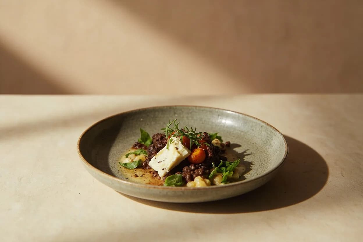 Roquefort in its element — Salade Lyonnaise (variation). Adventurous crossover: Dark chocolate (70%+) — Bitterness and roasted cocoa tannins parallel the mold's sharpness; both are fermented foods with complex earthiness..