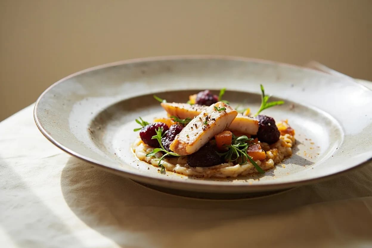 Smoked Fish in its element — Eggs Benedict with smoked salmon. Adventurous crossover: Beet (roasted or pickled) — Earthy sweetness and the iron-mineral edge of beet amplify the oceanic depth of smoked fish while the color contrast is theatrical — a classic Scandinavian cold plate composition..