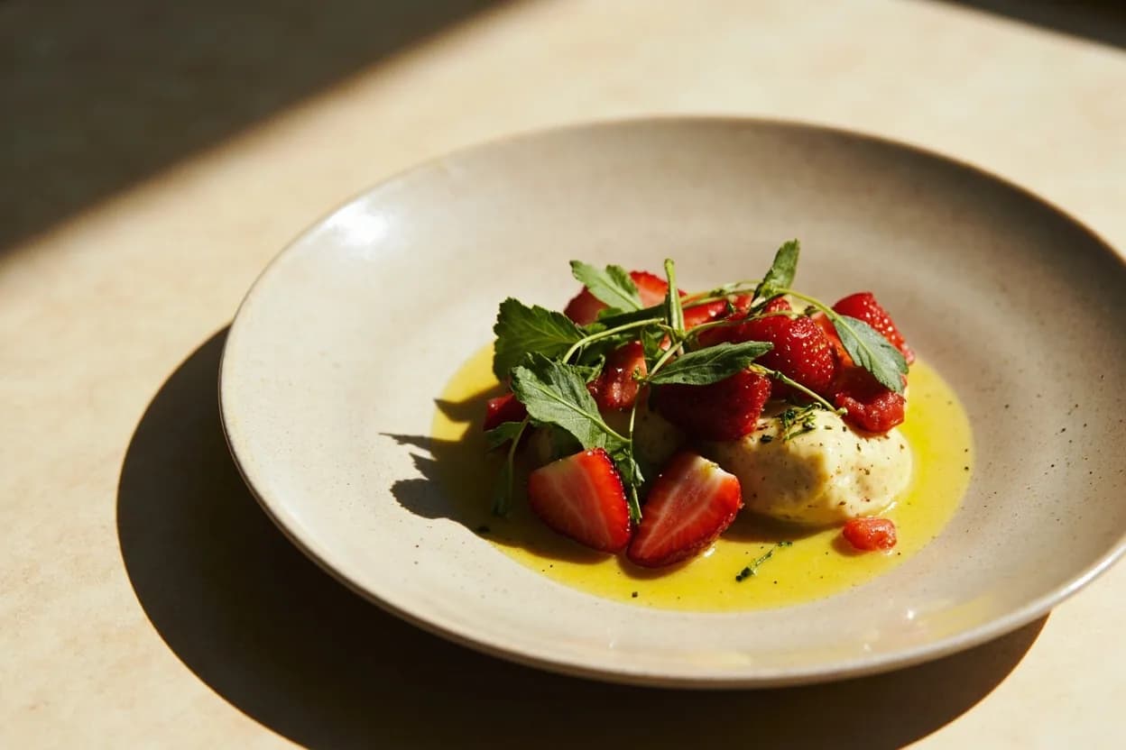 Tarragon in its element — Sauce béarnaise. Adventurous crossover: Strawberry — Sweet anise and ripe berry share overlapping aromatic esters; a tarragon-strawberry shrub or granita is unexpectedly harmonious..