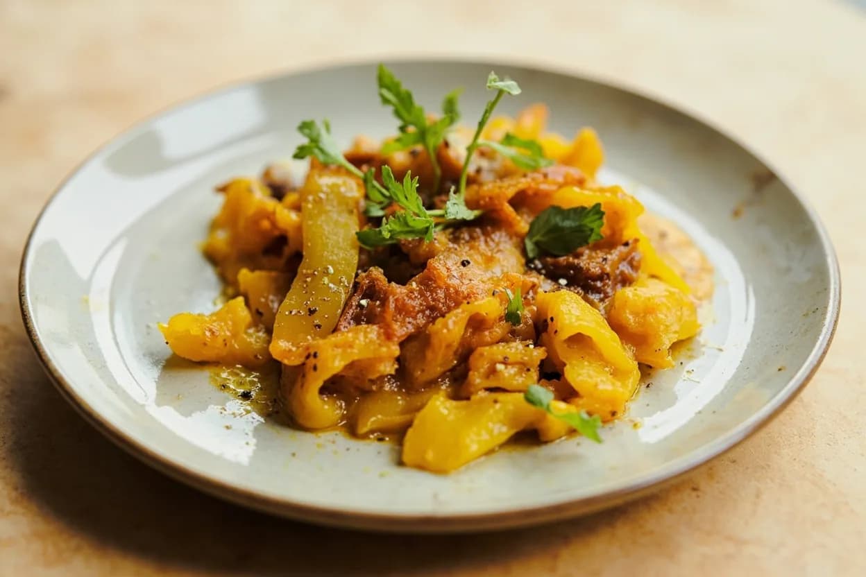 Turmeric in its element — Dal tadka (Indian spiced lentils). Adventurous crossover: Fermented foods (kimchi, pickles) — Turmeric's bitterness contrasts with lactic sourness; in some Korean and Persian traditions, it is added to pickling brines for color and gentle preservative effect..