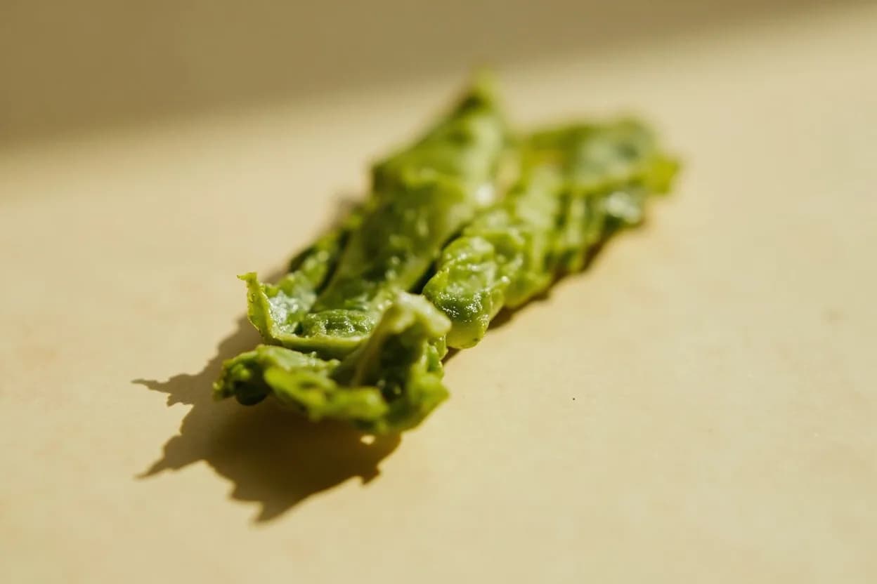 Wasabi in its natural form. True wasabi (Wasabia japonica) is a semi-aquatic plant native to mountain stream beds in Japan. Tasting profile: sharp, nasal allyl isothiocyanate heat, fresh, grassy green quality, brief eucalyptus-like clarity, delicate sweetness on the back palate.