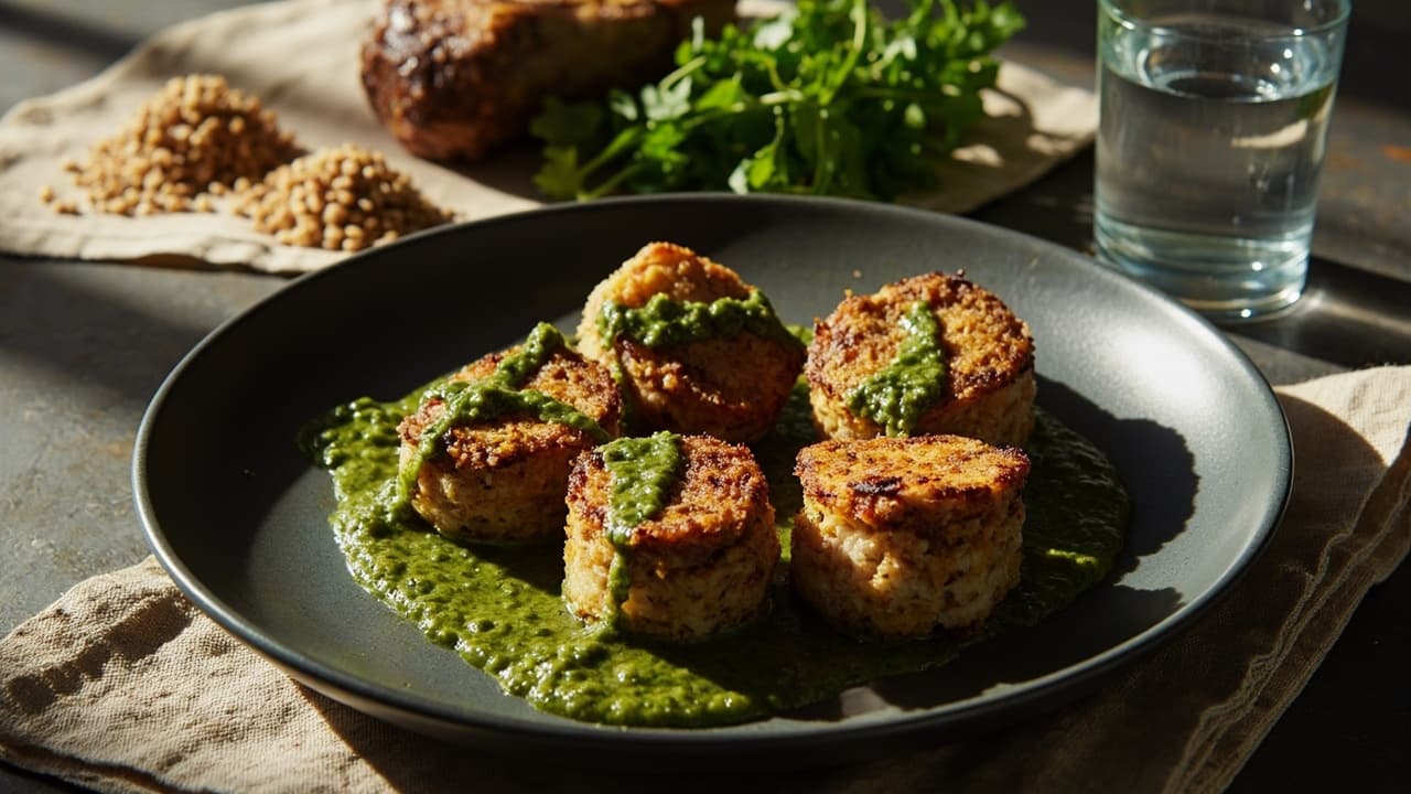 Buckwheat-Crusted Lamb Chop Bites with Chimichurri