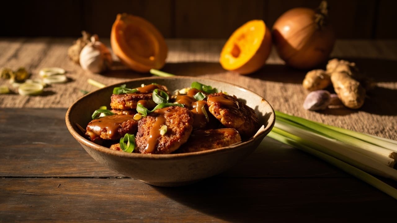Butternut Squash Fritters with Soy‑Ginger Glaze