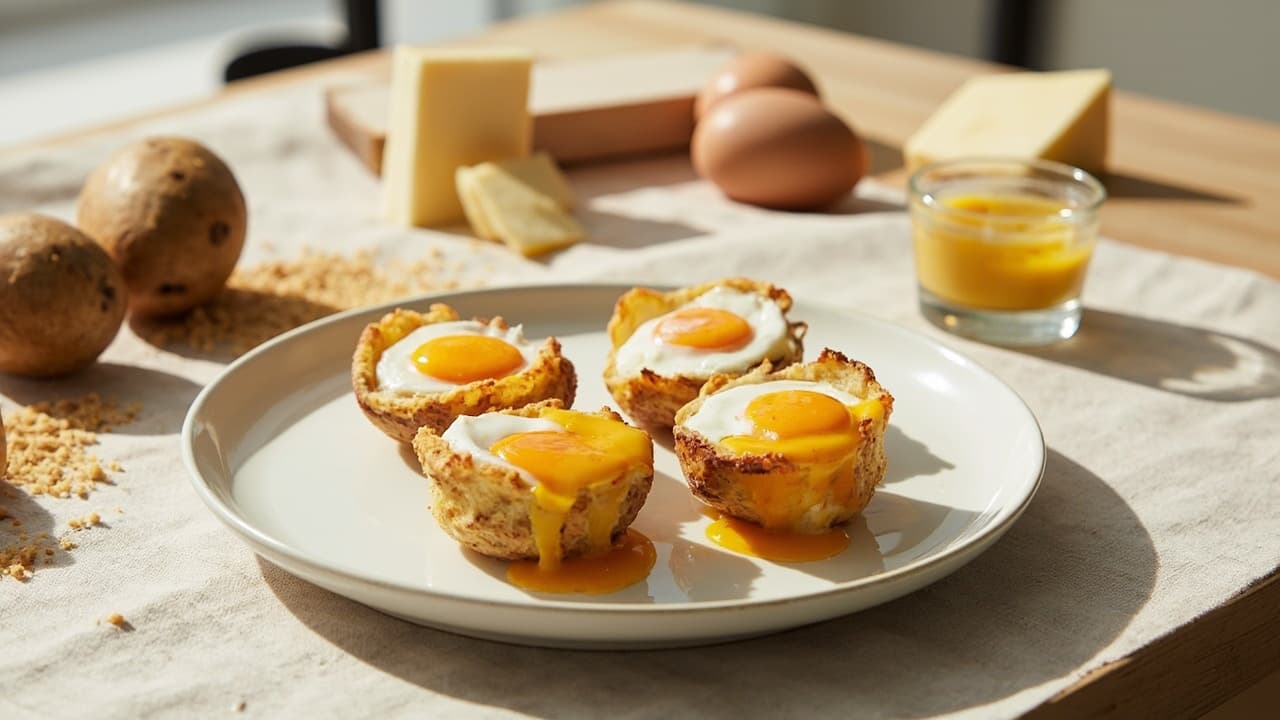 Crisp Potato and Egg Bites with Cheddar and Mustard