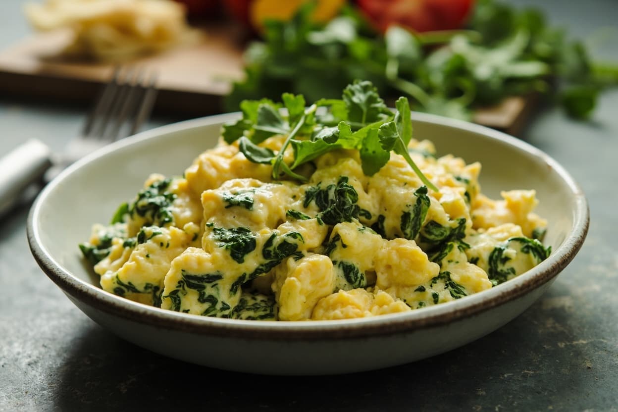 Frozen Spinach and Egg Scramble