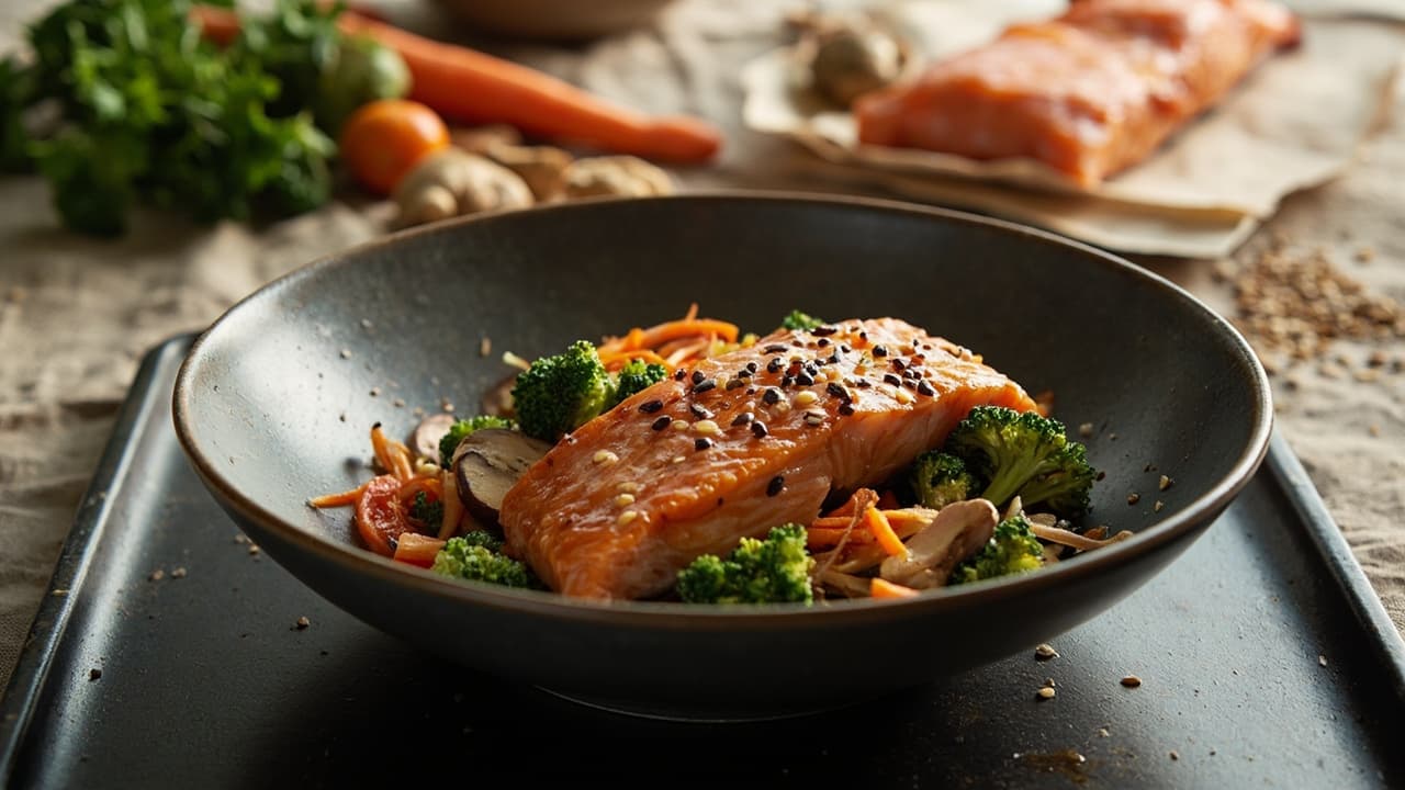 Ginger Salmon with Sesame Vegetables
