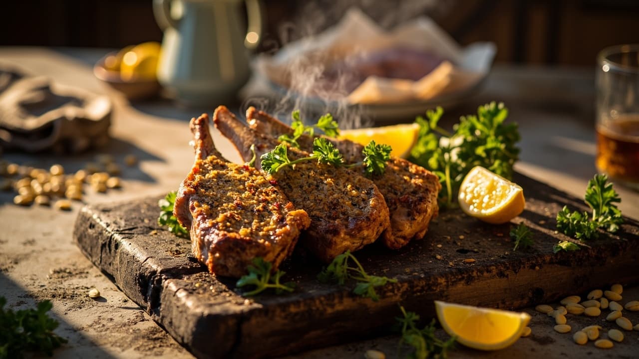 Peri-Peri Lamb Chops with Pumpkin-Seed and Fennel Crust