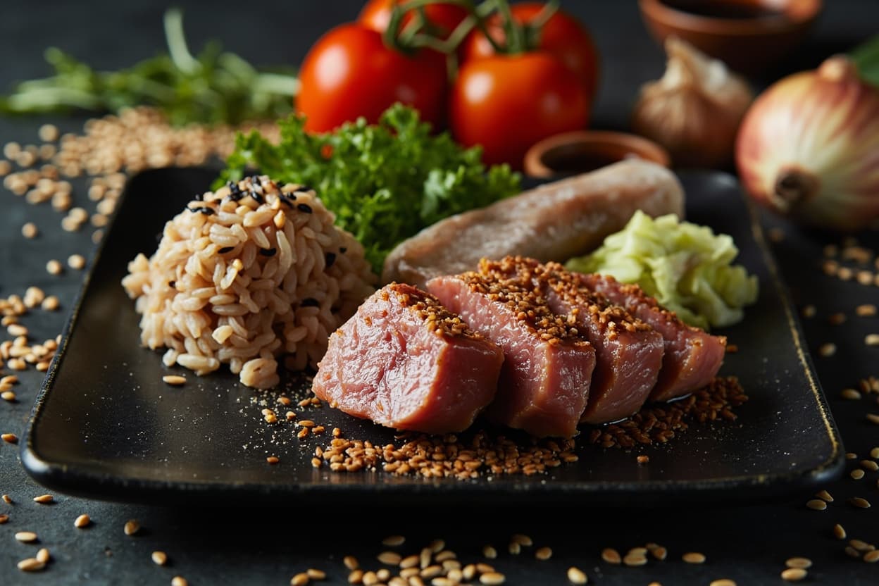 Seared Tuna with Sesame Brown Rice