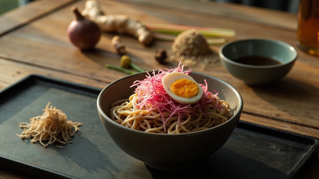 Sesame Buckwheat Soba with Pickled Radish