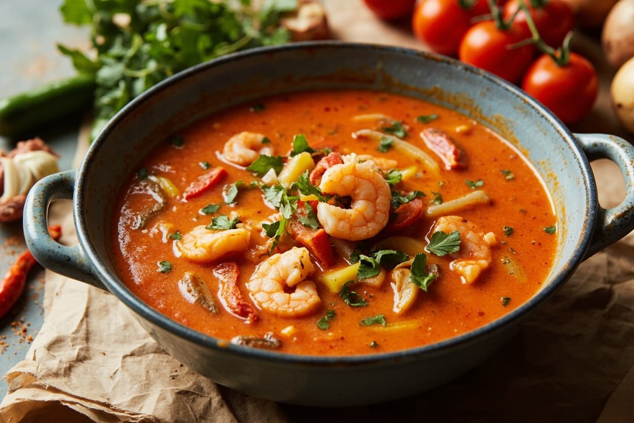 Silky Zucchini and Shrimp Pepper Soup