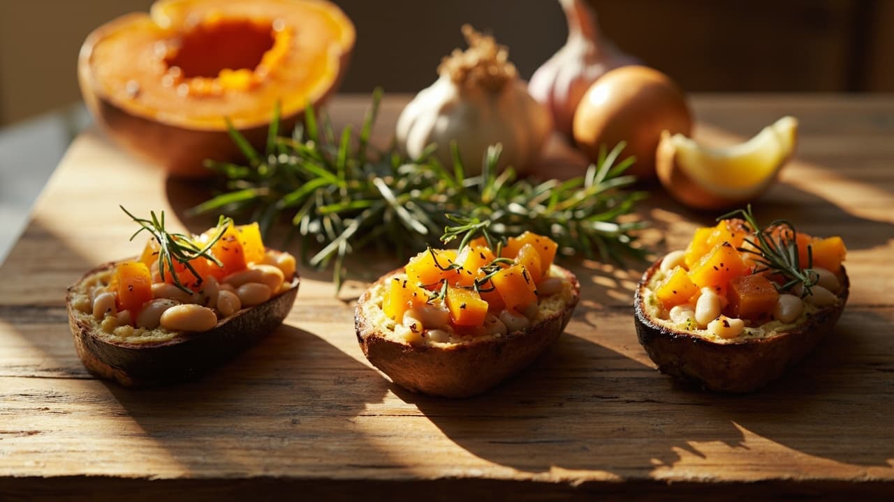 Socarrat White Bean Cazuelitas with Butternut Squash and Rosemary
