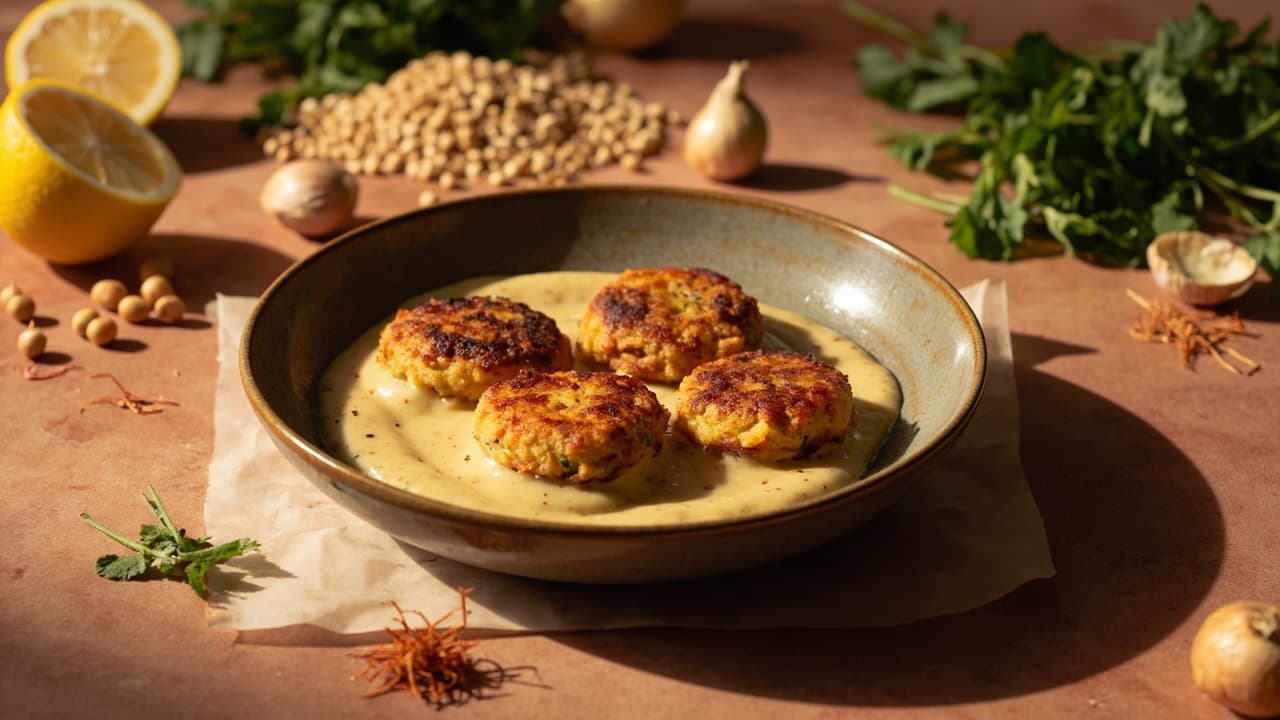 Spiced Chickpea and Buckwheat Fritters with Saffron, Smoked Paprika and Lemon-Herb Finish