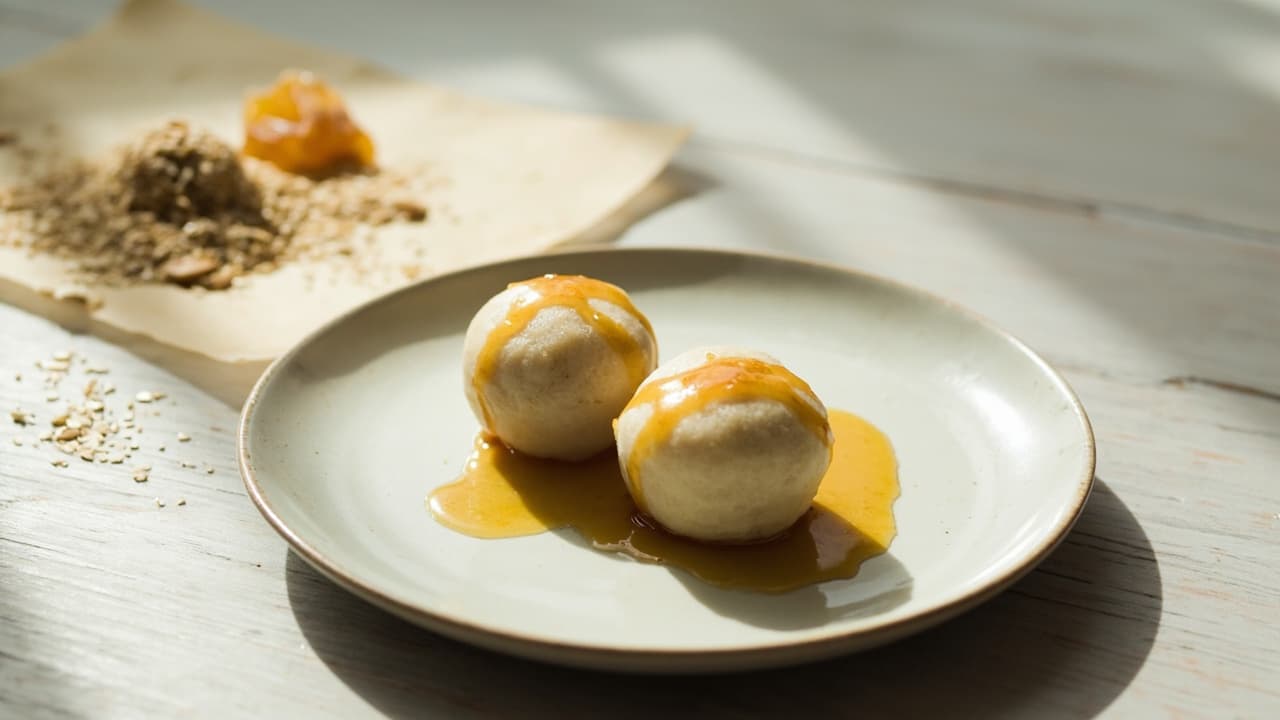 Steamed Oat Mochi with Sesame and Honey