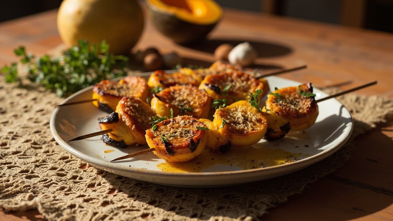 Suya-Spiced Butternut Squash Coins on Skewers