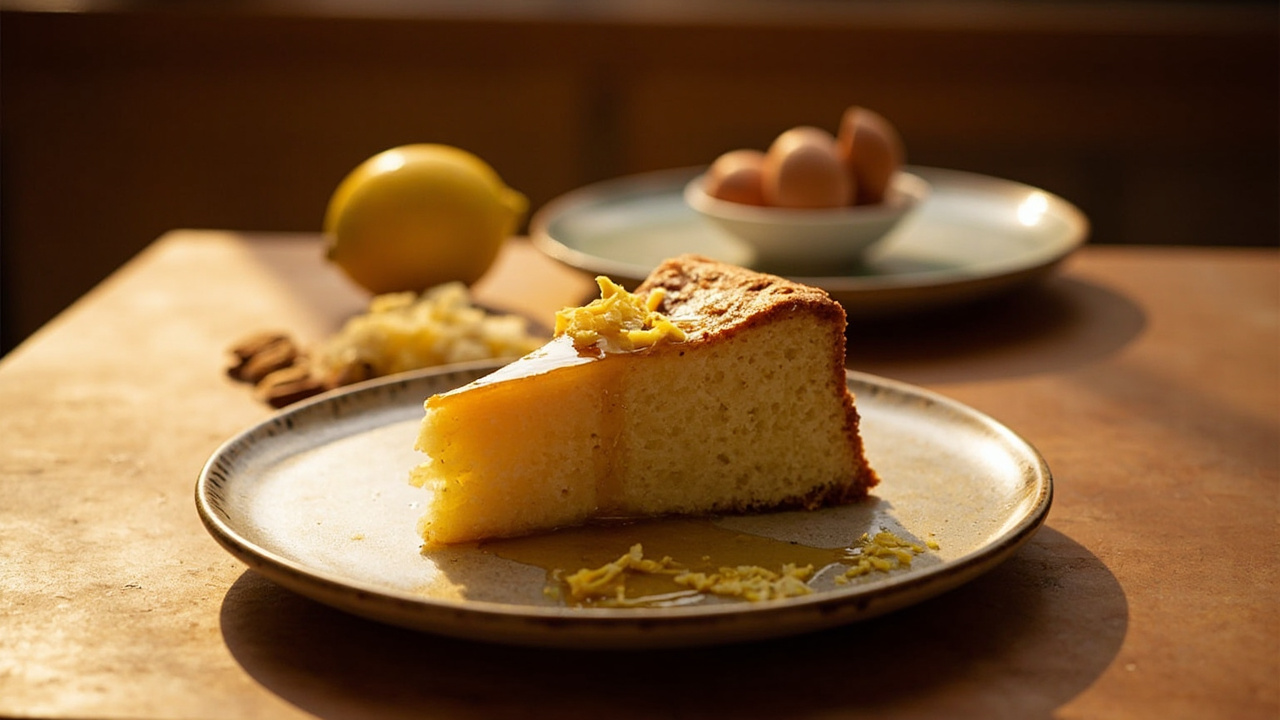 Almond and Olive Oil Cake with Honey and Lemon