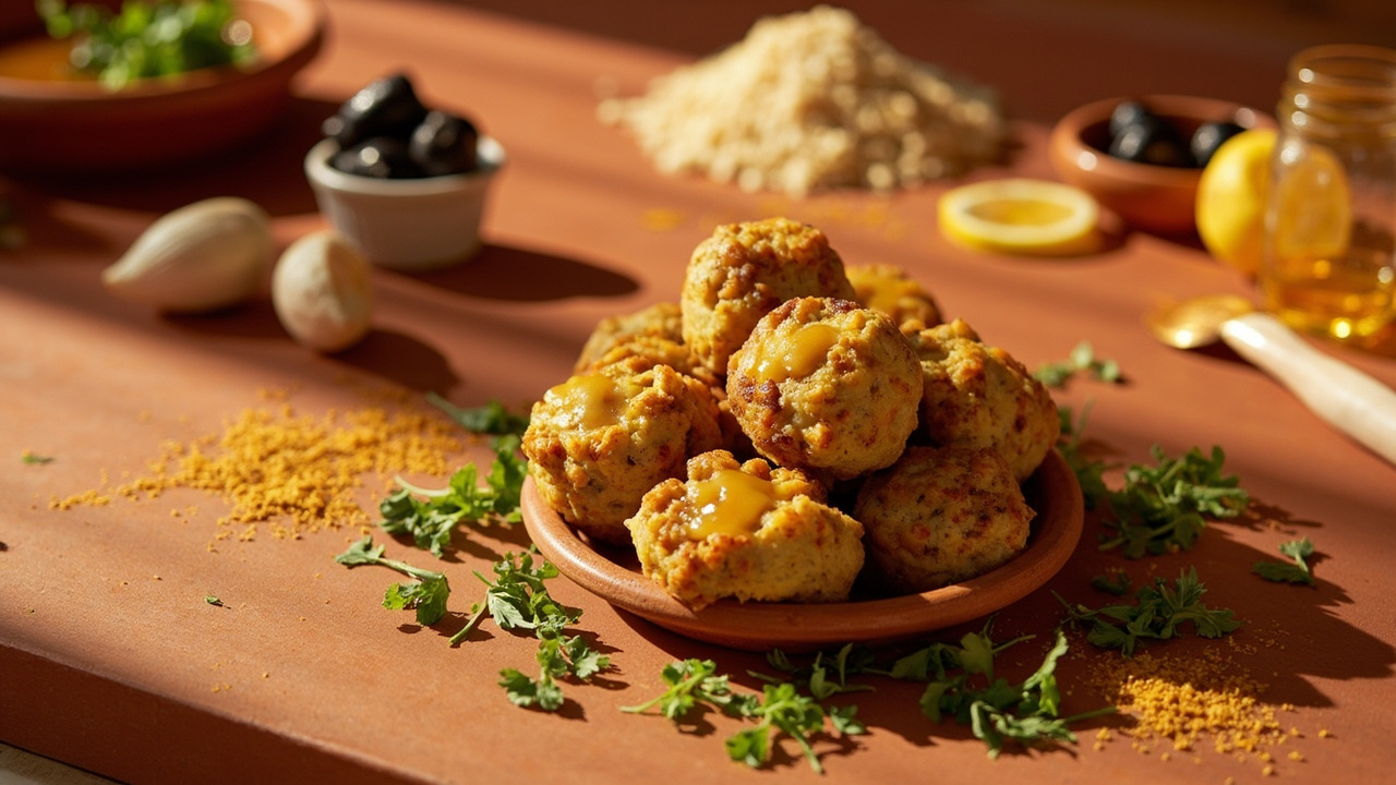 Almond Flour-Crusted Kefta Bites with Saffron and Honey