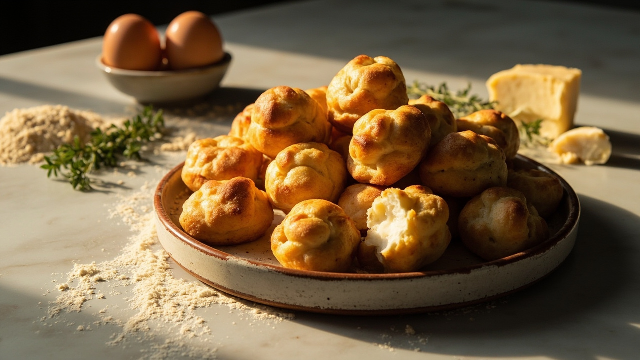 Almond Flour Gougères with Parmesan and Thyme