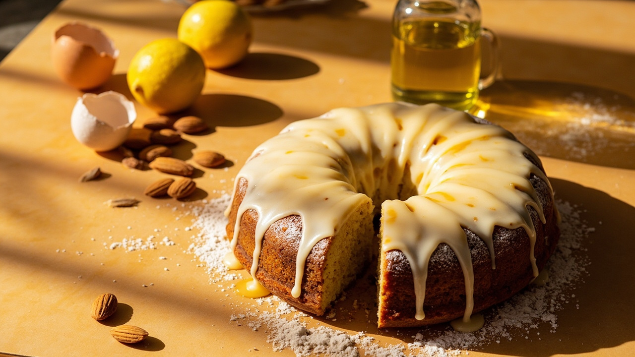Almond Flour Olive Oil Cake with Honey and Lemon