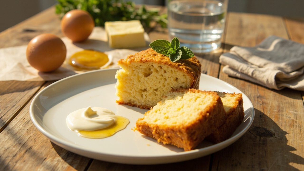 Almond Flour Yogurt Cake with Honey and Mint