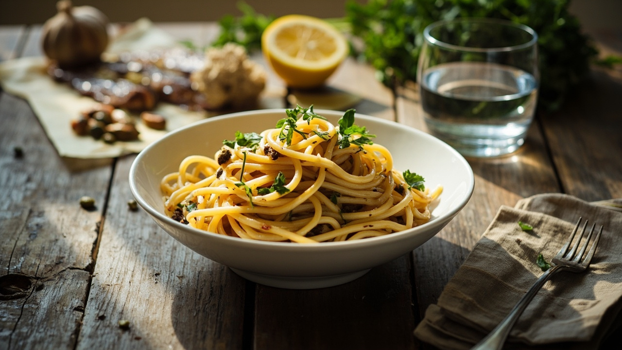 Anchovy and Caper Spaghetti