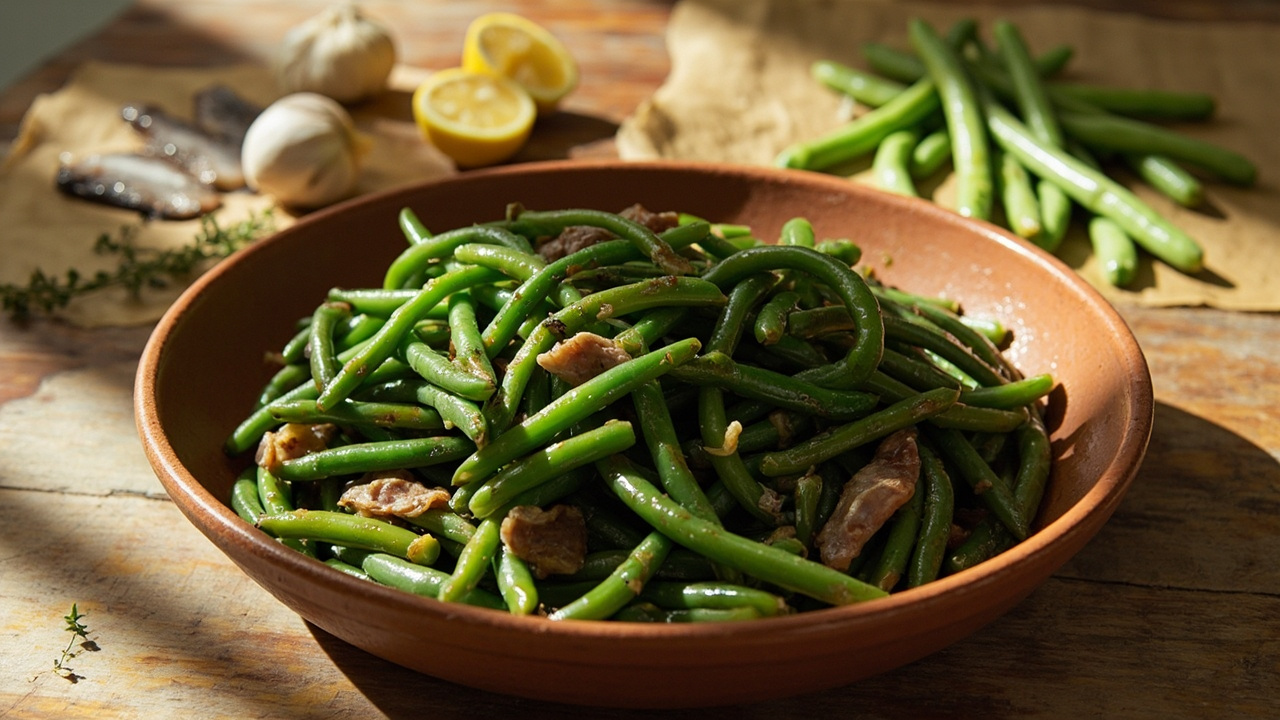 Anchovy and Garlic Green Bean Sauté