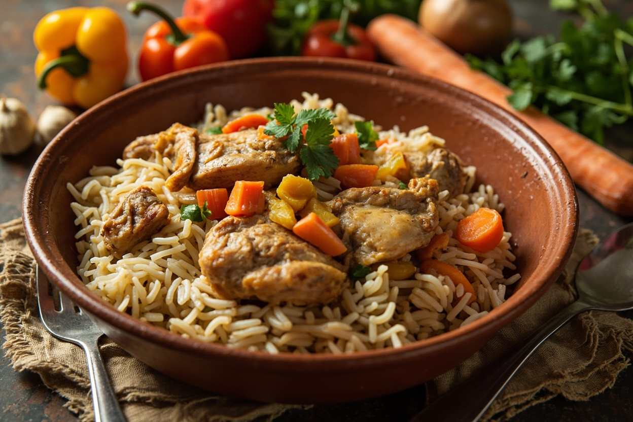 Arroz con Pollo with Peppers and Carrot