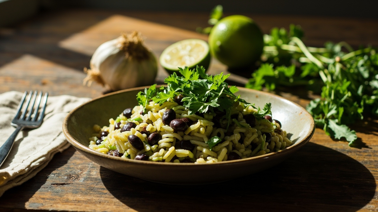 Arroz Verde com Feijão Lime-Cilantro Rice with Black Beans