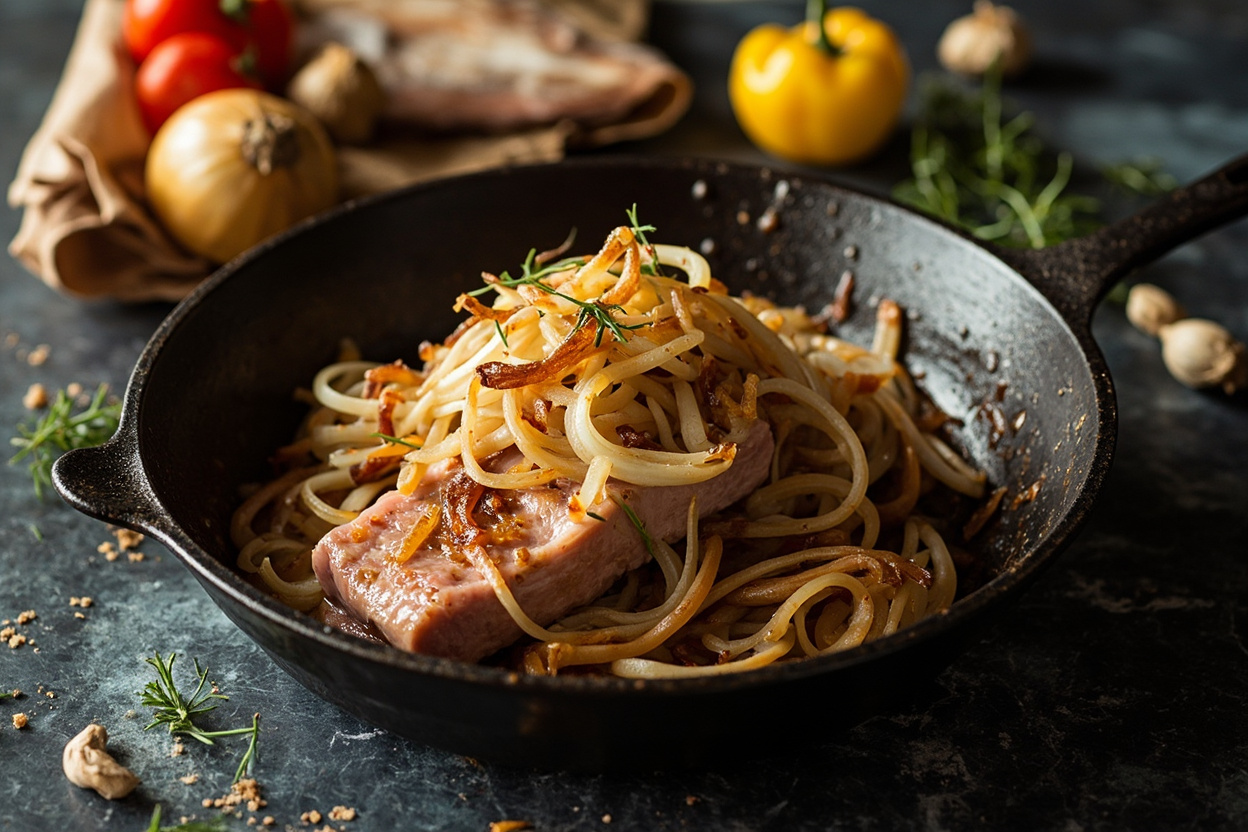 Atun Encebollado: Tuna Seared Under Sweet Onions