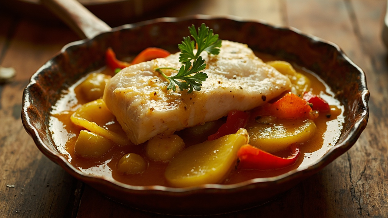 Bacalao al Pil-Pil con Patatas y Pimientos