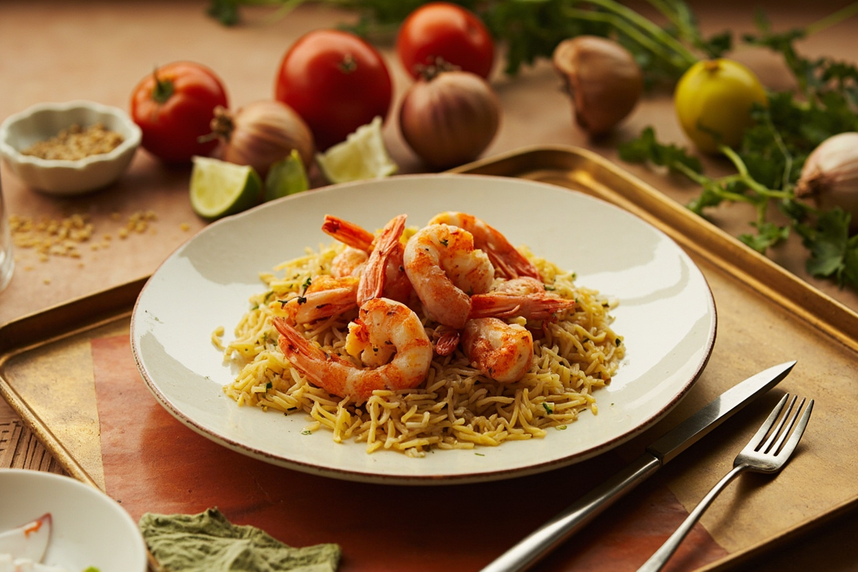 Bandari Shrimp with Saffron and Herb Rice