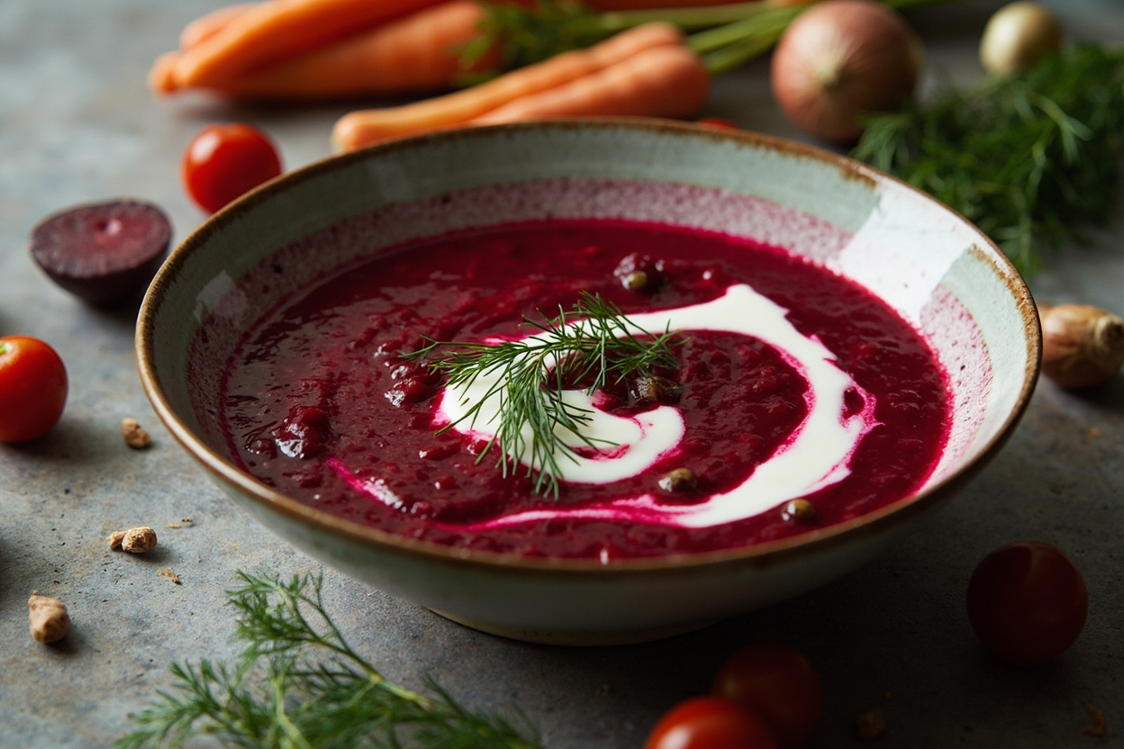 Beet and Dill Borscht with Yogurt