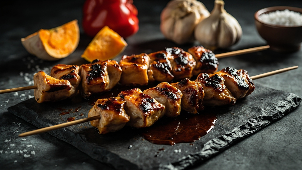 Binchōtan Grilled Chicken Thigh & Butternut Squash Skewer
