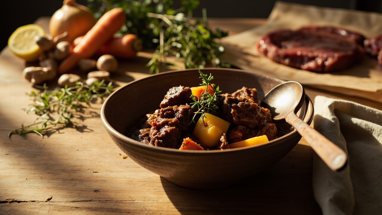 Boeuf Bourguignon with Root Vegetables and Fresh Thyme