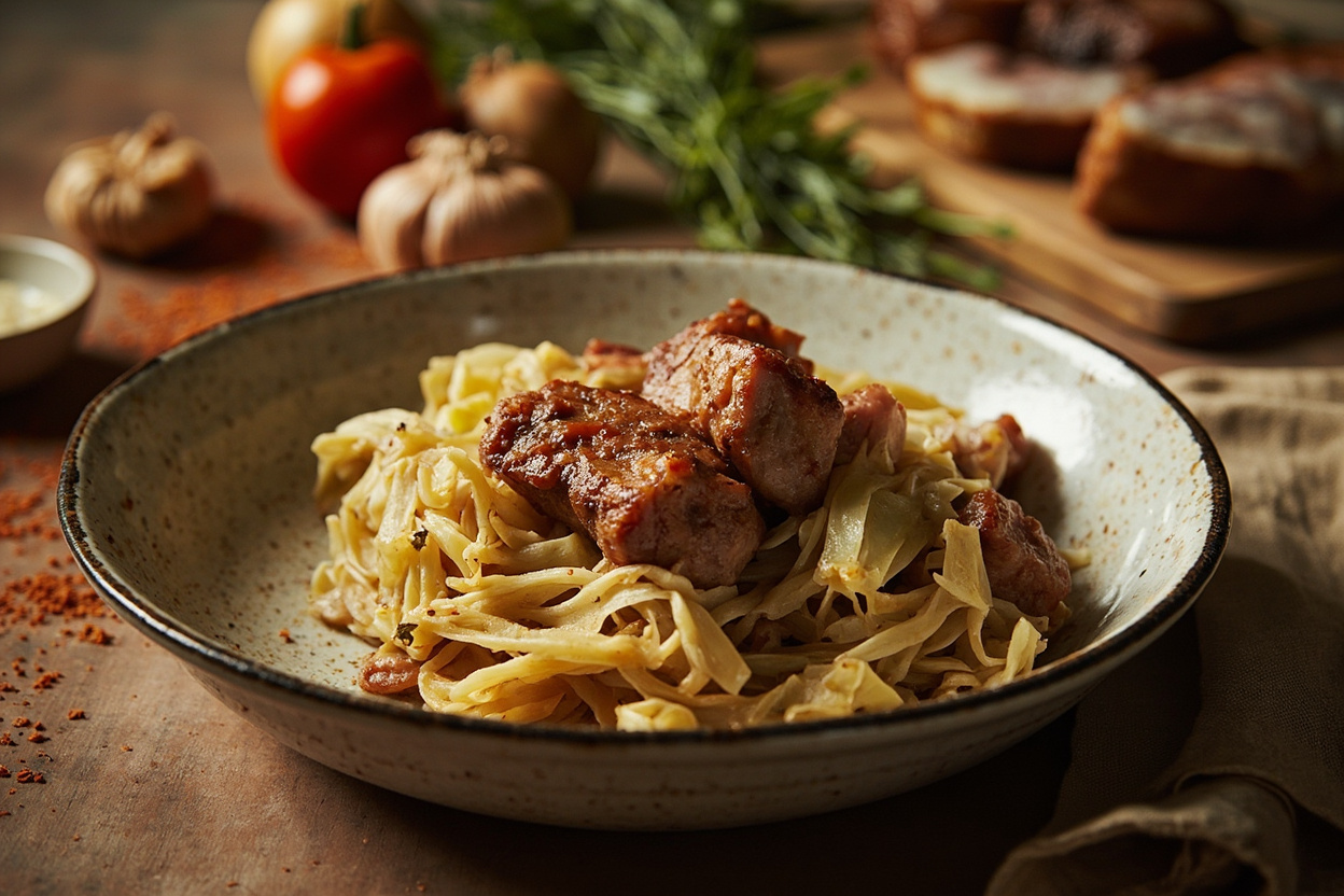 Braised Cabbage with Smoky Pork Belly