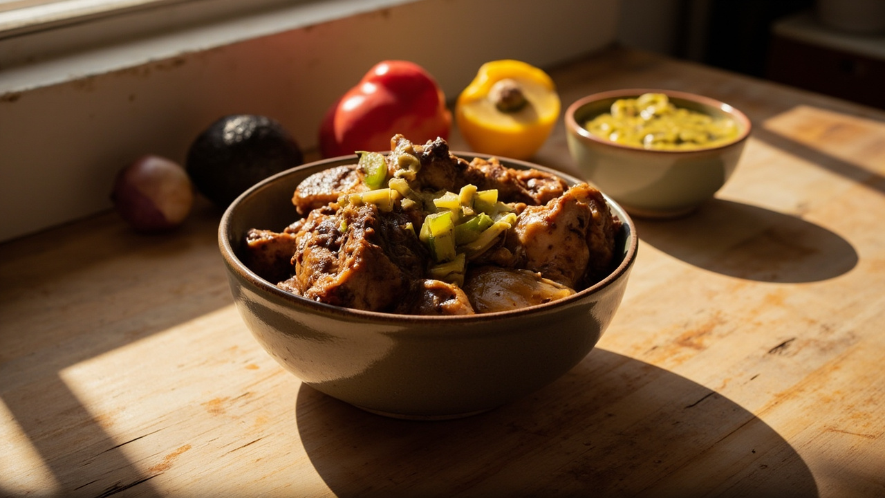 Braised Chicken Thighs with Avocado-Black Bean Sauce