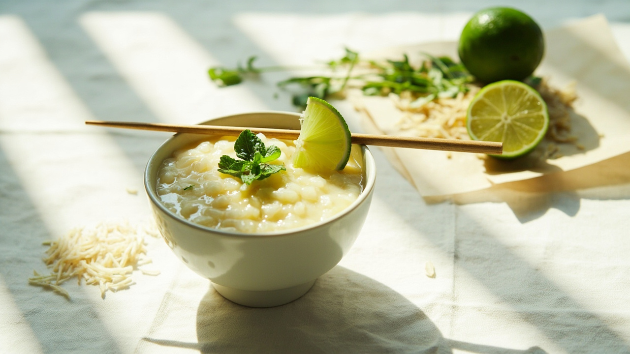 Bright Jasmine Rice Pudding with Mint and Lime