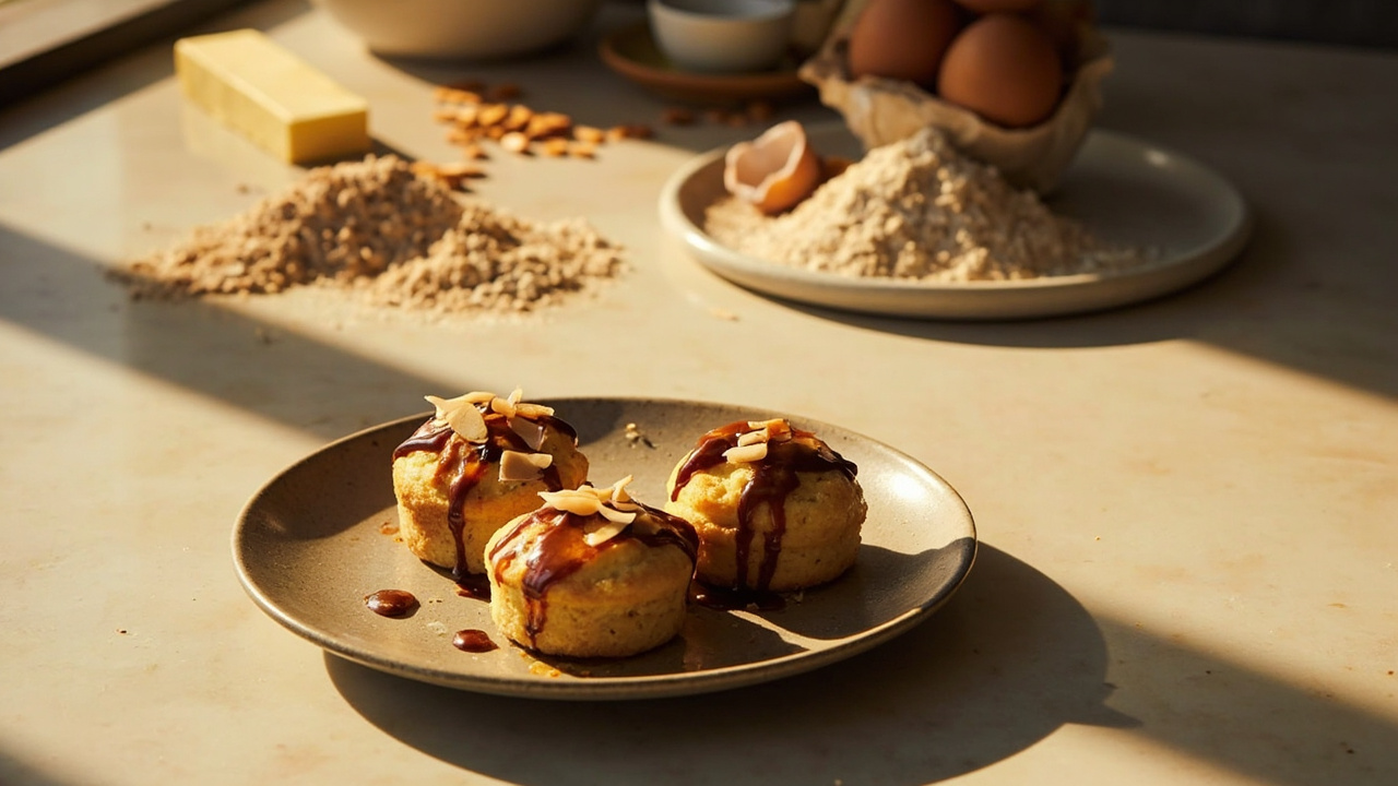 Brown Butter Almond Financiers with Maple Drizzle