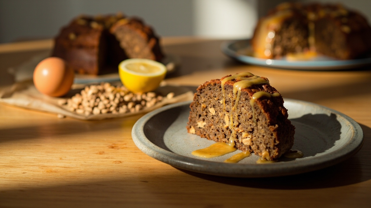 Buckwheat and Cashew Cake with Lemon Maple Drizzle