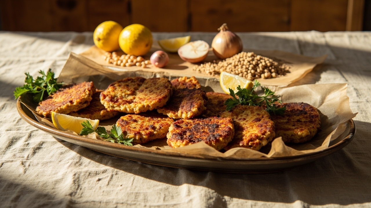Buckwheat Chickpea Fritters with Mustard and Lemon