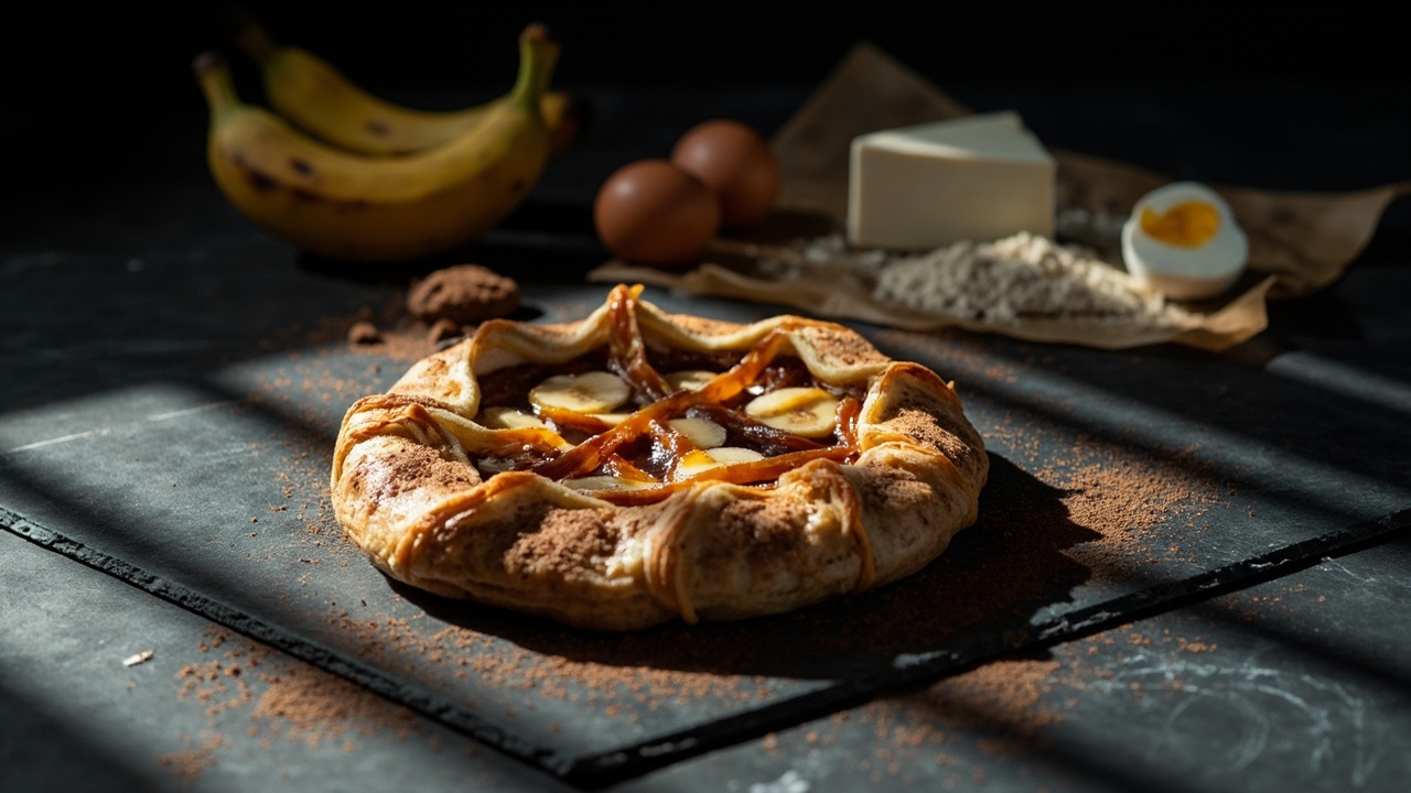 Buckwheat Galette with Caramelized Banana, Cocoa, and Salty Feta Cream