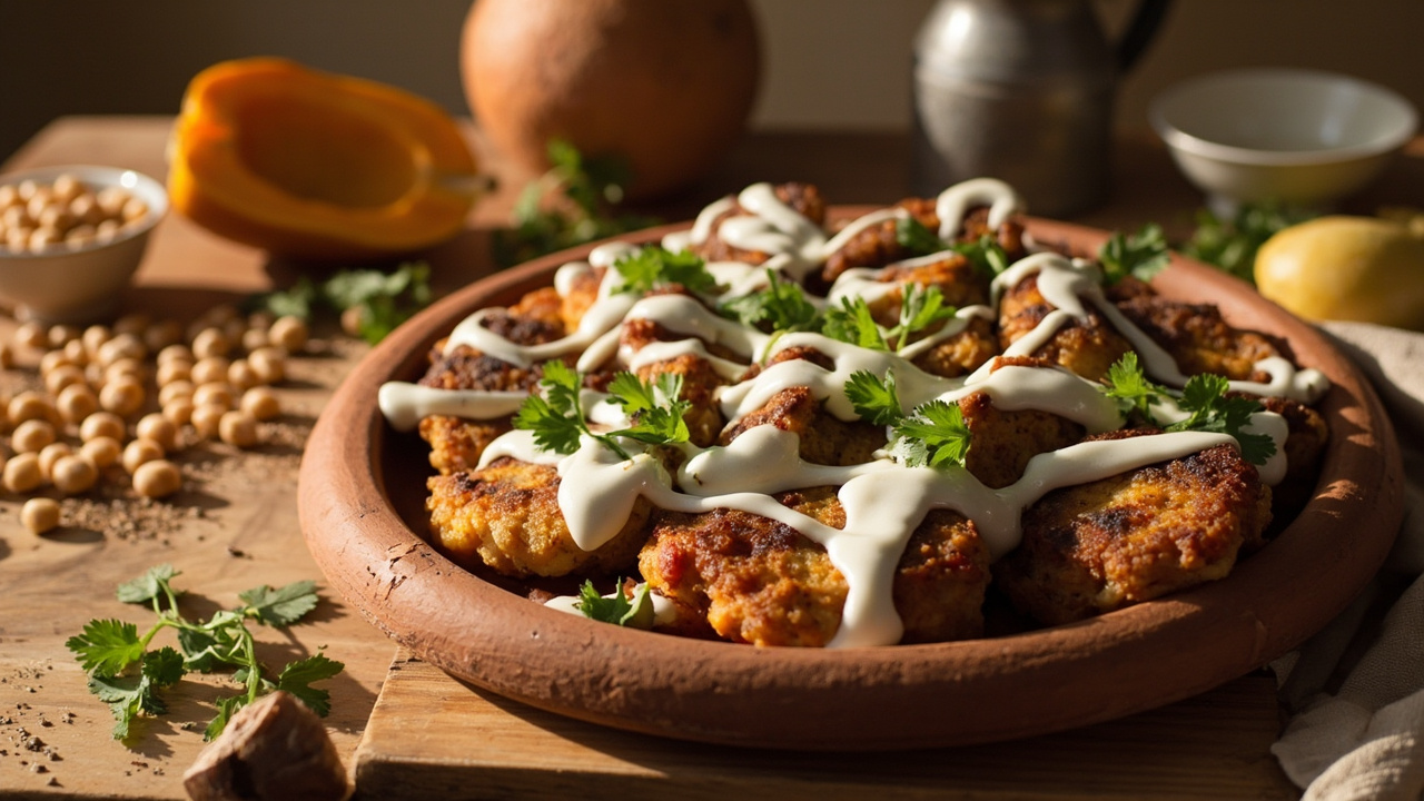Butternut Squash and Chickpea Fritters with Cumin Yogurt
