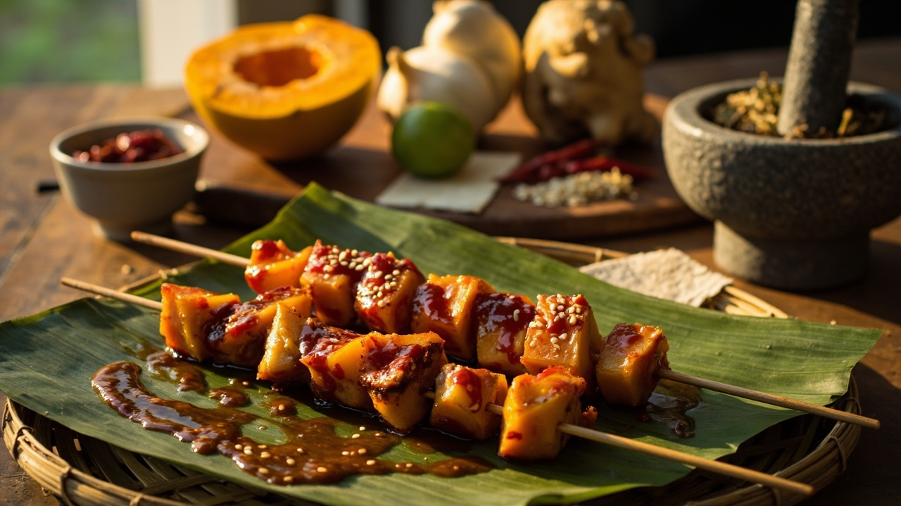 Butternut Squash Skewers with Sweet Soy Glaze