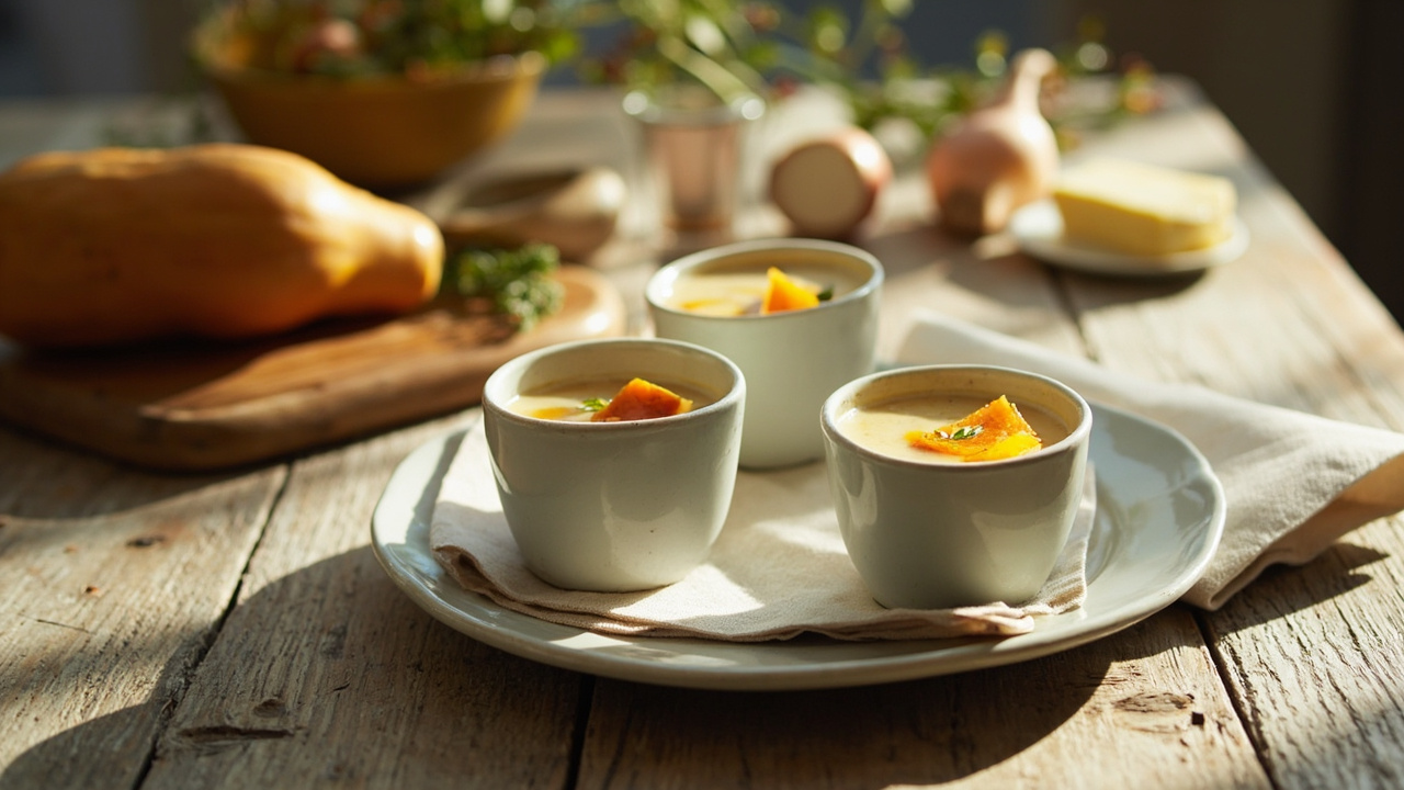 Butternut Squash Velouté Shooters with Brown Butter and Thyme