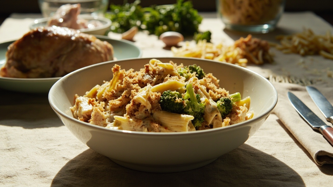 Buttery Chicken and Broccoli Alfredo Bake