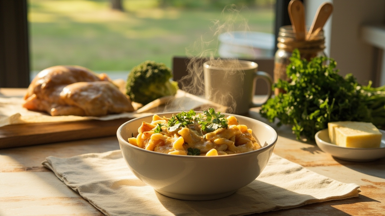 Buttery Chicken & Broccoli Pasta Bake