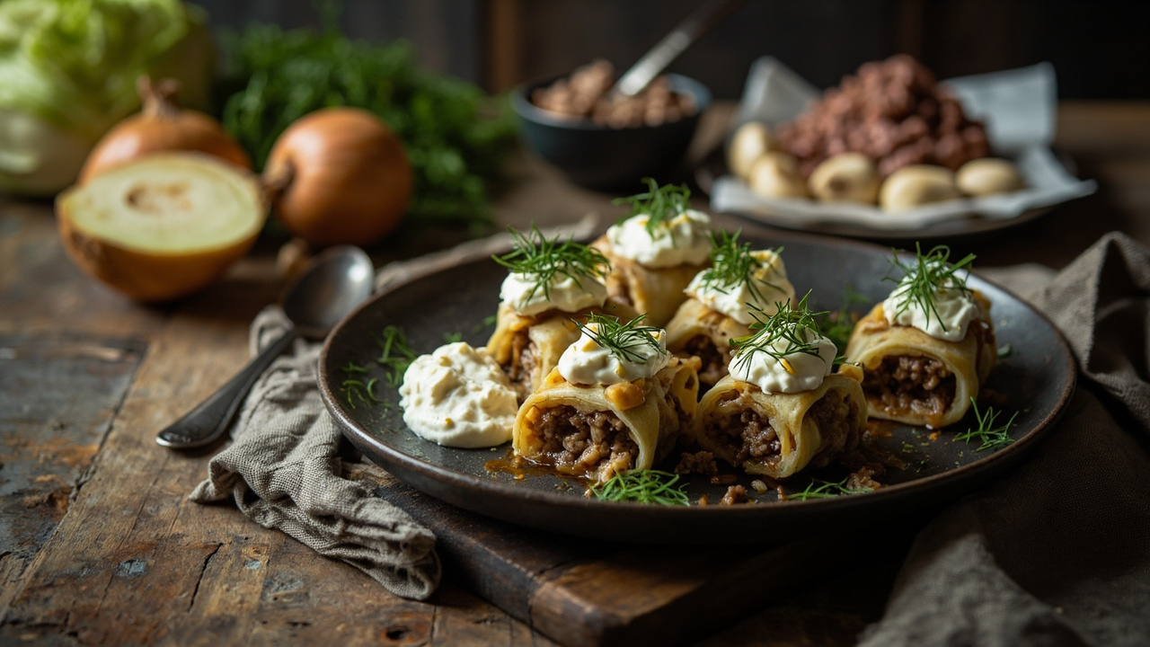 Cabbage and Beef Mini Rolls with Feta