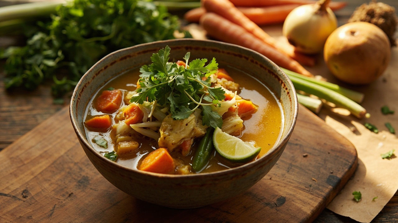 Cambodian-Inspired Vegetable Somlor with Coconut