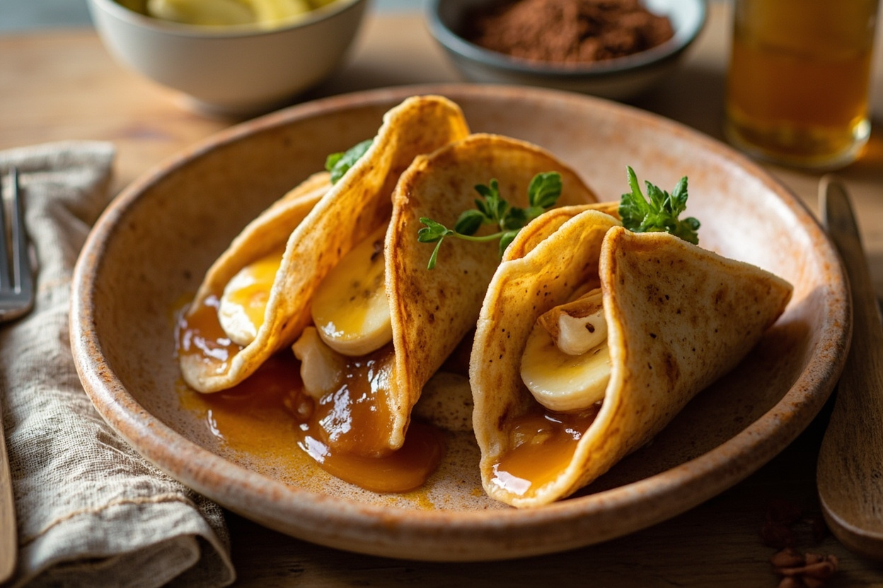 Caramel and Banana Pancake Tacos