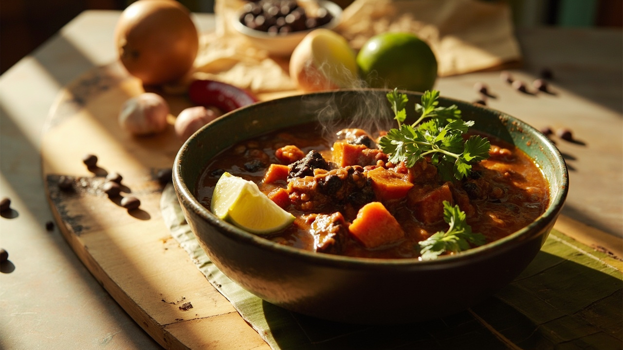 Caribbean Sweet Potato & Black Bean Stew